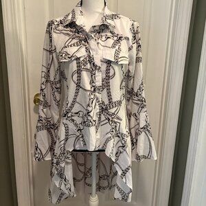 Truth NYC High/Low blouse with 3/4 length bell sleeves